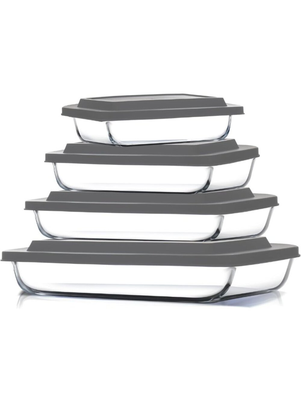 8-Piece Deep Glass Casserole Dish Set with Lids - Oven & Freezer Safe Baking